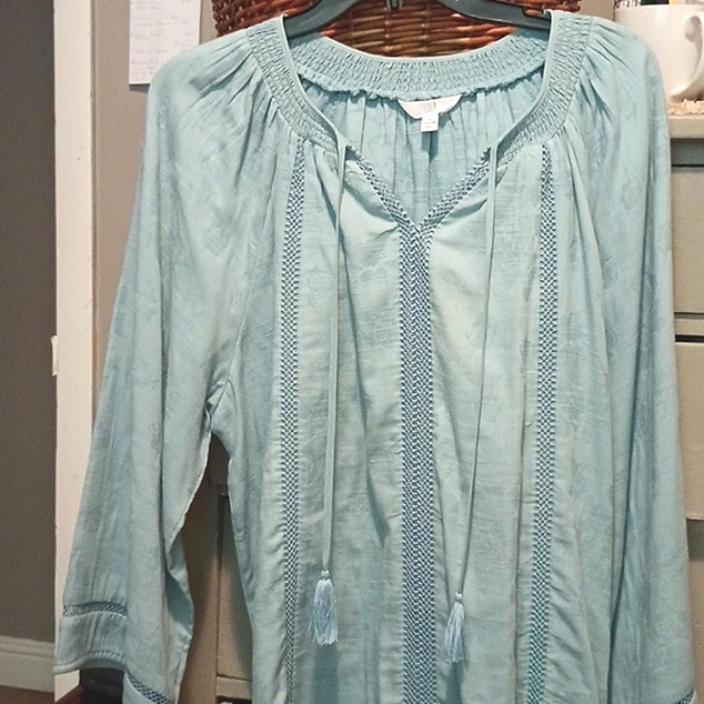 Time & Tru Long Sleeve Blue Tunic Top.
